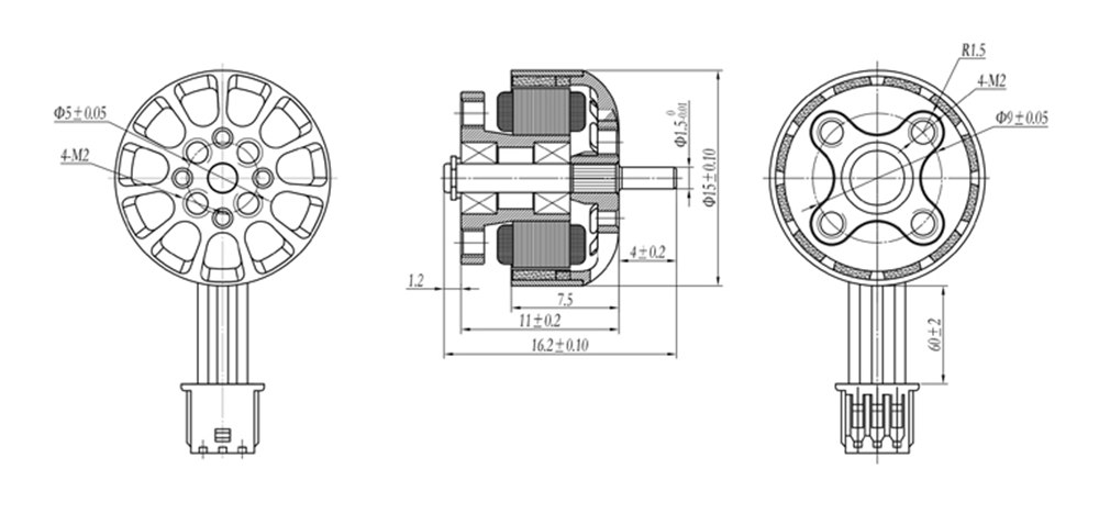 Happymodel-EX1204-1204-5000KV-2-4S--6500KV-2-3S-Brushless-Motor-mit-60-mm-Kabel-und-Stecker-fuumlr-3-1690455-9